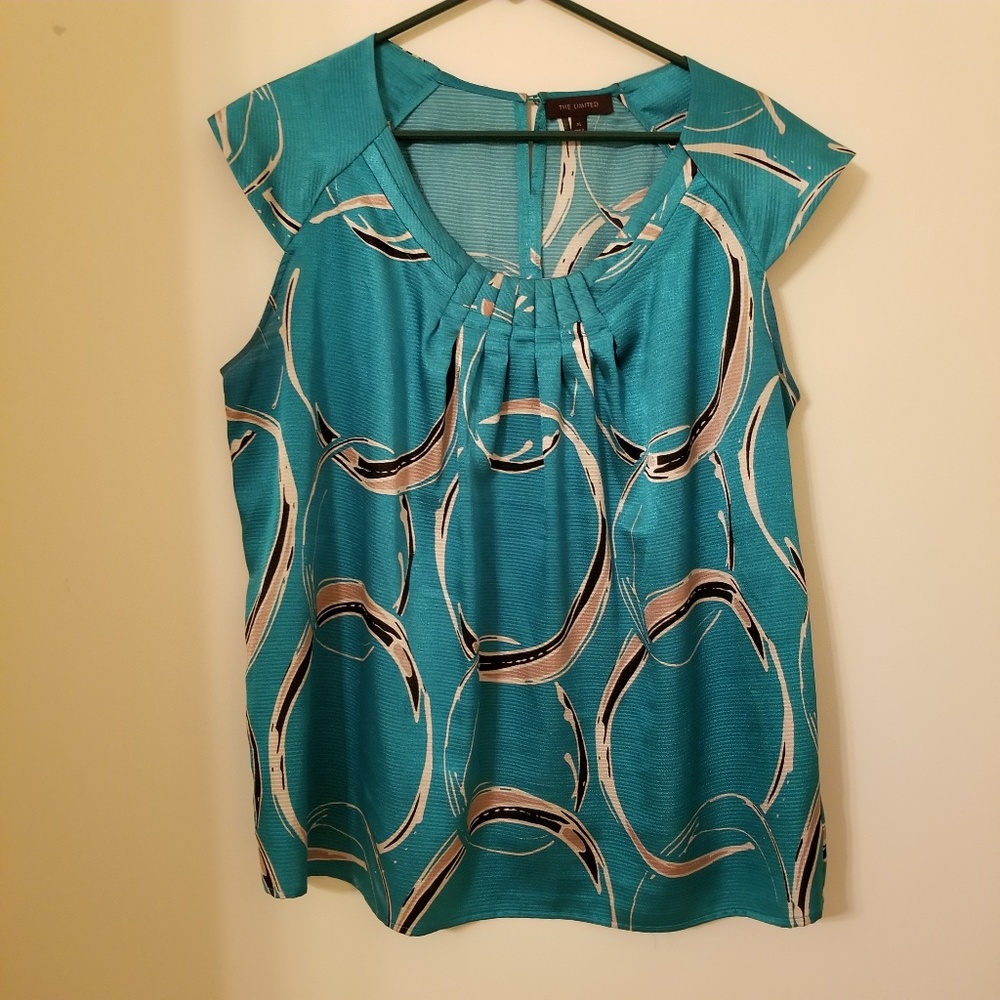 The Limited Green and Gold Cap Sleeve Blouse - XL